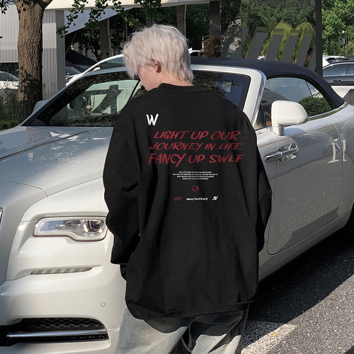 2025 American Street Long-Sleeve T-Shirt for Men - Spring and Autumn Season Trend Brand Loose Heavyweight Unisex Large Size Base Shirt Top