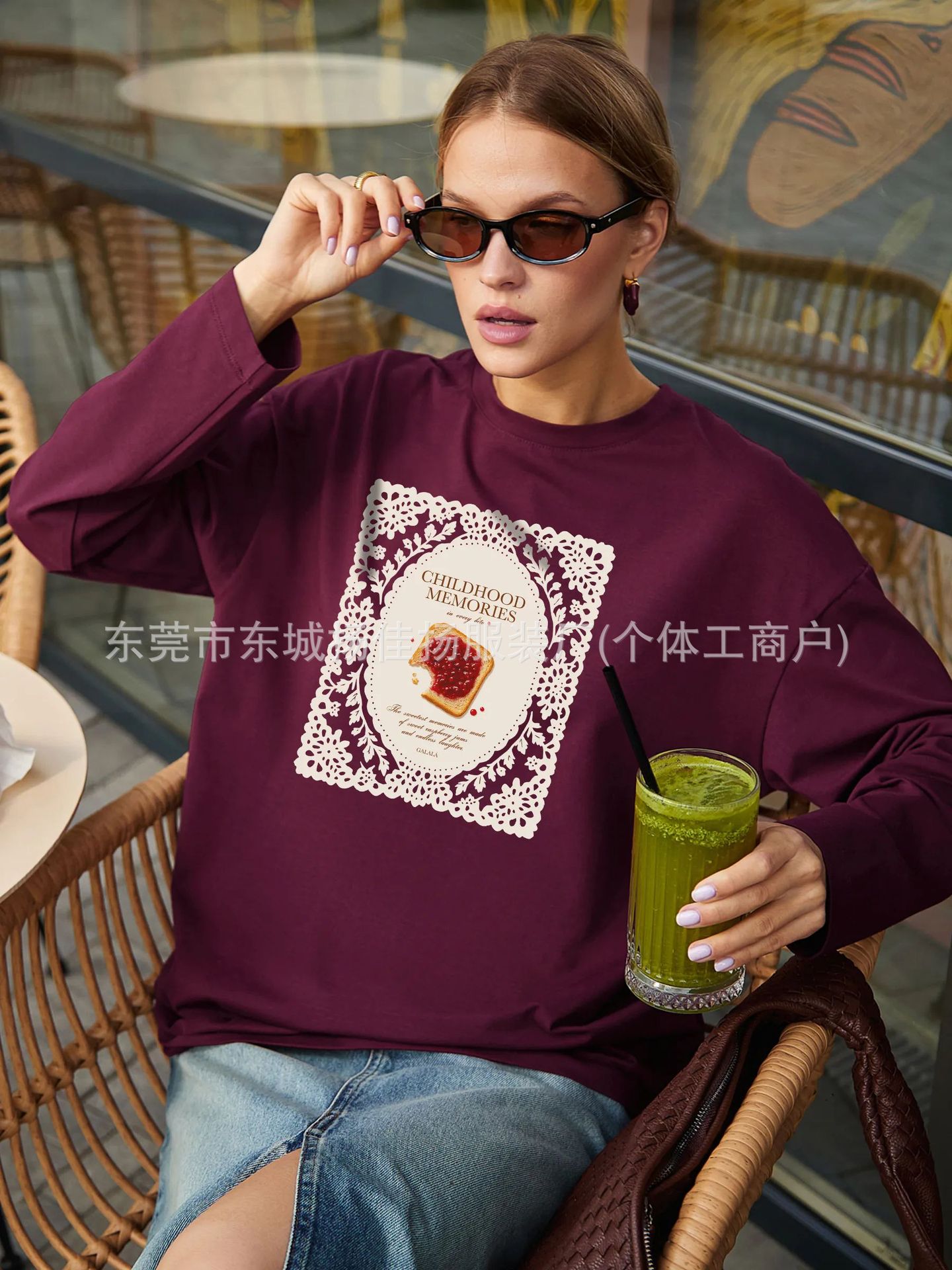Autumn fashionable retro trend cotton long-sleeve with a round…