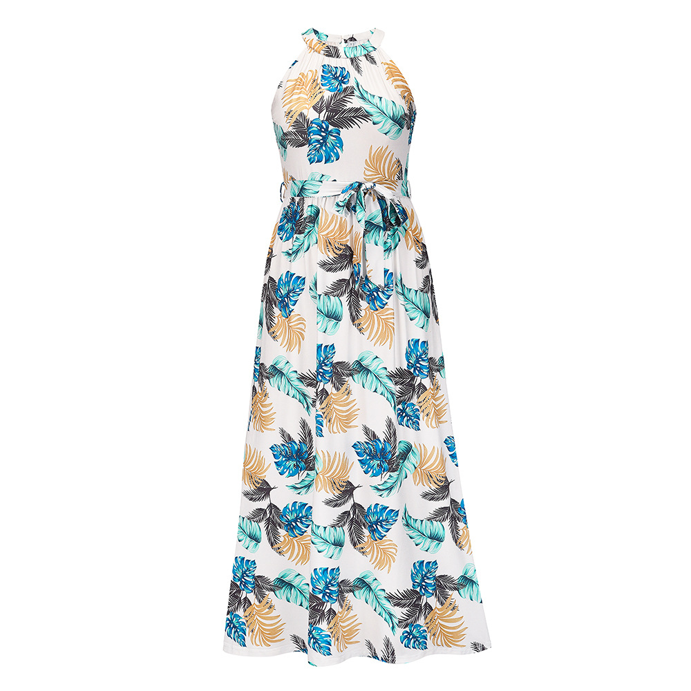 Halter Neck Retro Print Sleeveless Dress NSHYG111305