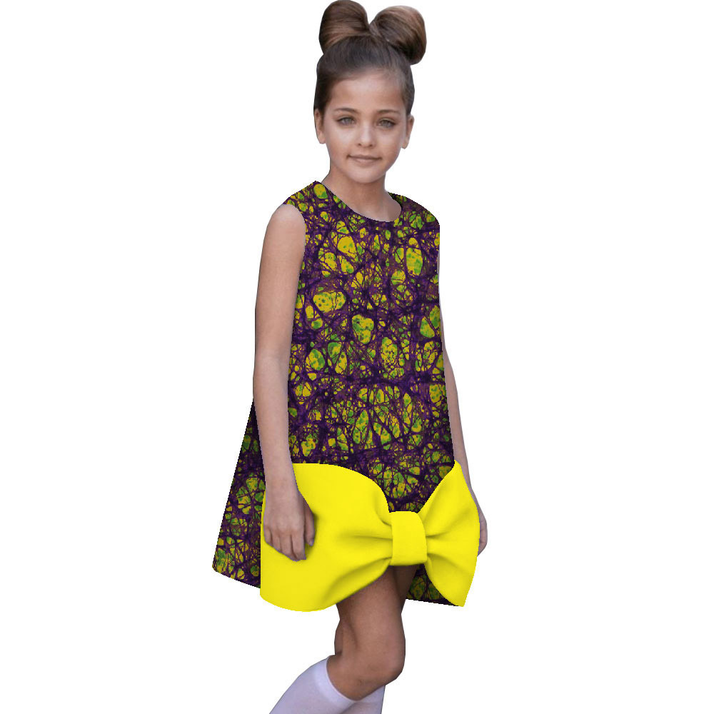 跨境货源非洲印花女童连衣裙无袖民族童装一件代发