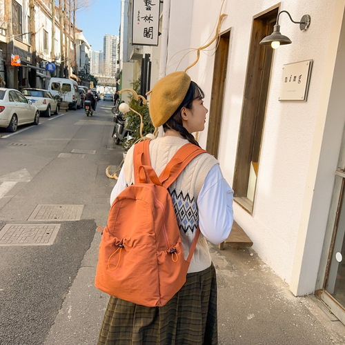 Large-capacity stylish niche casual minimalist solid-color lazy style versatile dual-shoulder bag short-trip travel backpack