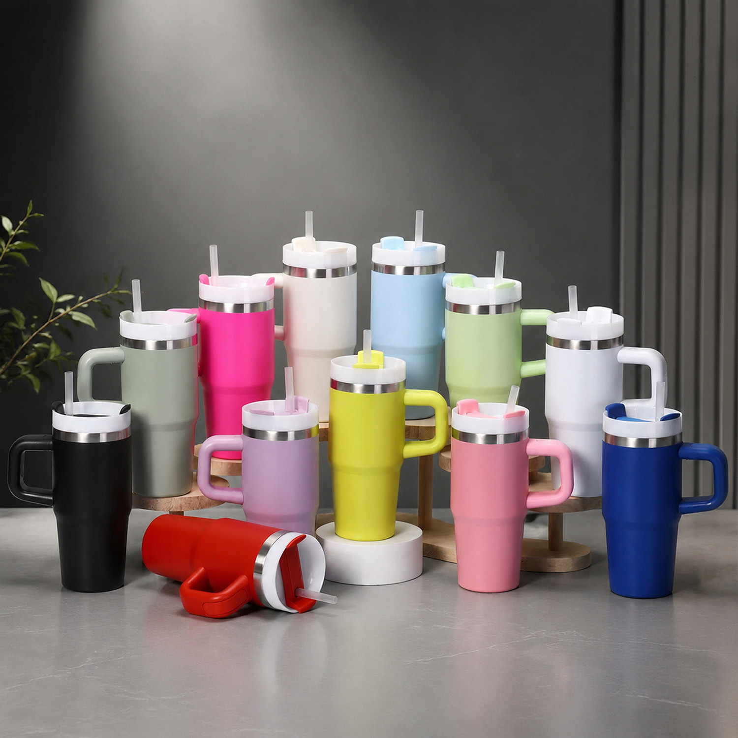 Amazon 14oz304 taza de acero inoxidable taza de aislamiento frío taza de hielo de oficina portable taza de paja
