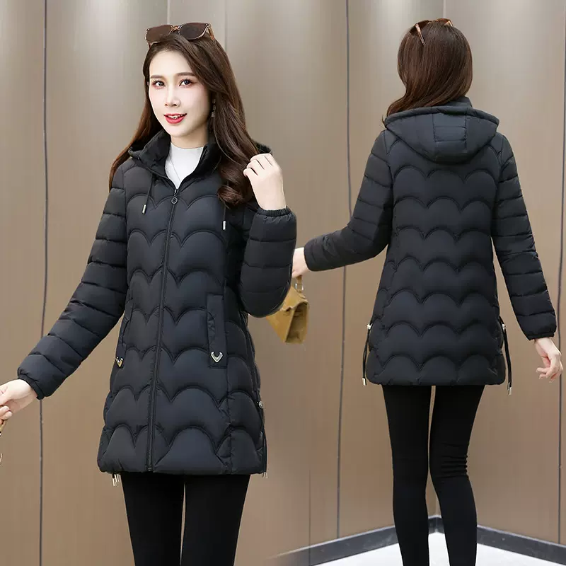 羽绒棉服女冬季2024新款修身女士棉袄时尚显瘦中长款加厚棉衣外套