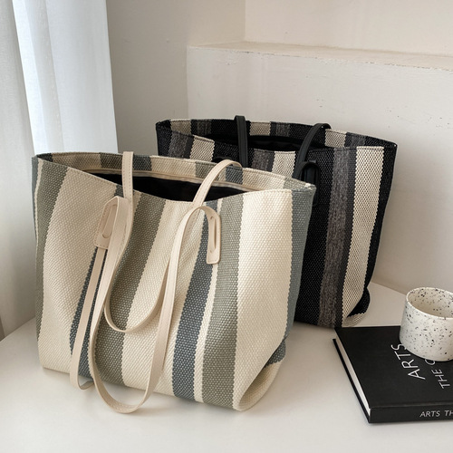 Bag Large Capacity Women's Commuting Canvas Bag  New Trendy Internet Celebrity Fashion Tote Bag Work Shoulder Large Bag