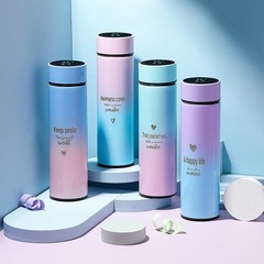 魔法瓶カップスマート温度表示グラデーションカラーギフト 304 ステンレス鋼高価値ガールズウォーターカップインターネット有名人学生ストレートカップ