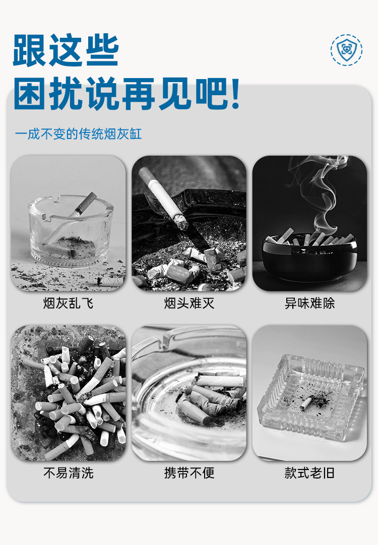 Wojia Disposable Ashtray with Built-In Smoke Quenching Sand, Thickened and Hardened, for Hotel and Internet Cafe Use, Absorbs Smoke Ash, Portable