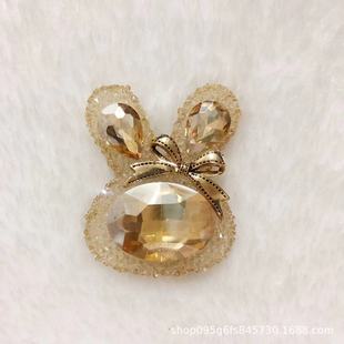 Rhinestone crystal big rabbit four-leaf clover hairpin hair rope DIY accessories semi-finished jewelry accessories materials