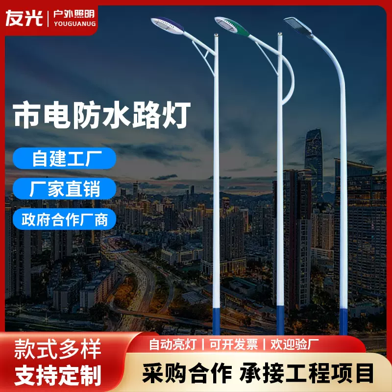 led照明路灯广场高杆灯友光单臂新农村道路工程市电路灯厂家直销