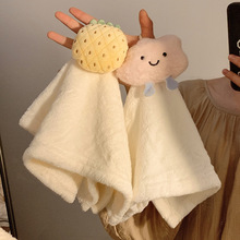 可爱吸水擦手巾挂式不掉毛卡通加厚小方巾儿童毛巾珊瑚绒厨房抹布