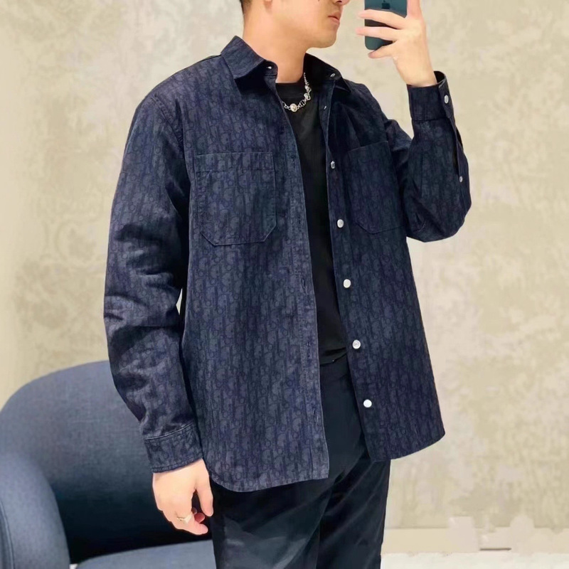 2025 New Official Website Cd Presbyopic Full Printed Letter Logo Denim Shirt Men's Long-Sleeved Shirt Women's Jacket 2025 New Official Website Cd Presbyopic Full Printed Letter Logo Denim Shirt Men's Long-Sleeved Shirt Women's Jacket