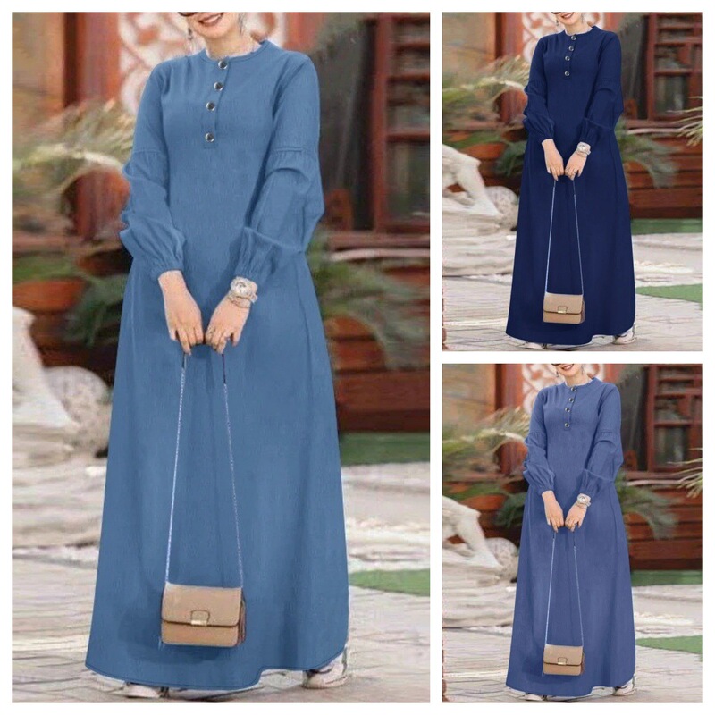 In Stock H732 # New Style Casual Loose-Fitting Solid Color Elegant Long-Sleeved Women's Denim Long Skirt In Stock H732 # New Style Casual Loose-Fitting Solid Color Elegant Long-Sleeved Women's Denim Long Skirt