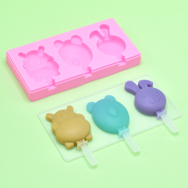 Helado de silicona molde casero del hogar los niños bricolaje helado paleta molde con tapa hecha a mano Amazon animal