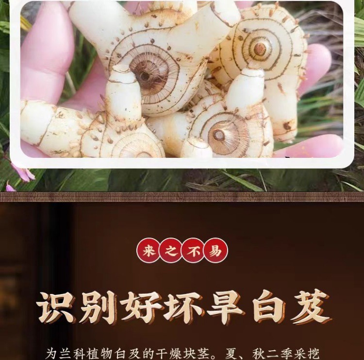 Bai Ji Slices (Bletilla striata) — Guizhou Dried Rhizome Slices, 500g key features