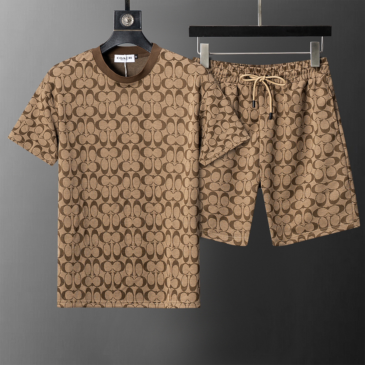 Set de manga corta de alta calidad, set de cuello redondo clásico, set de algodón impreso con letras para hombres y mujeres