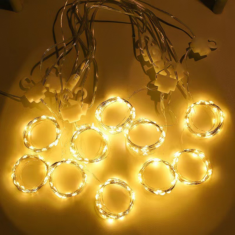 Nuevo Amazon venta caliente lámpara de cortina de cobre ocho funciones USB control remoto Navidad habitación decoración de vacaciones lámpara red de pesca