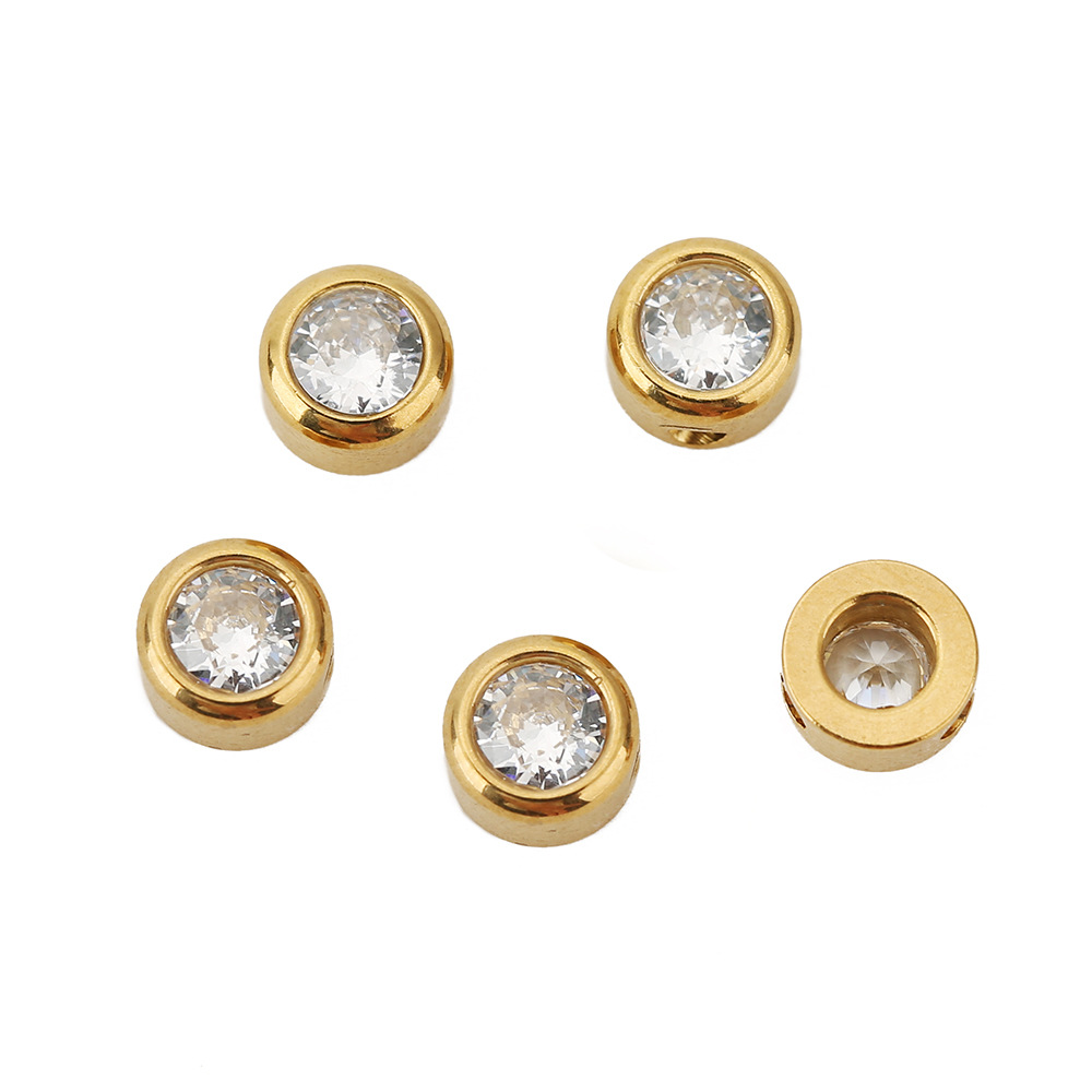 10 PCS/Package Diameter 6 Mm Hole 1~1.9mm 304 Stainless Steel Zircon Geometric Polished Beads display picture 8