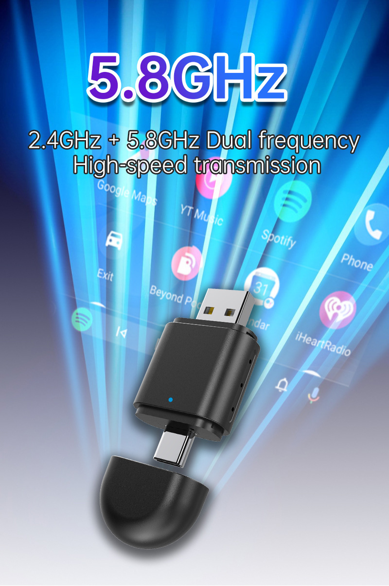Cross-border carplay box wired to wireless double-headed wireless carplay adapter car machine interconnection box