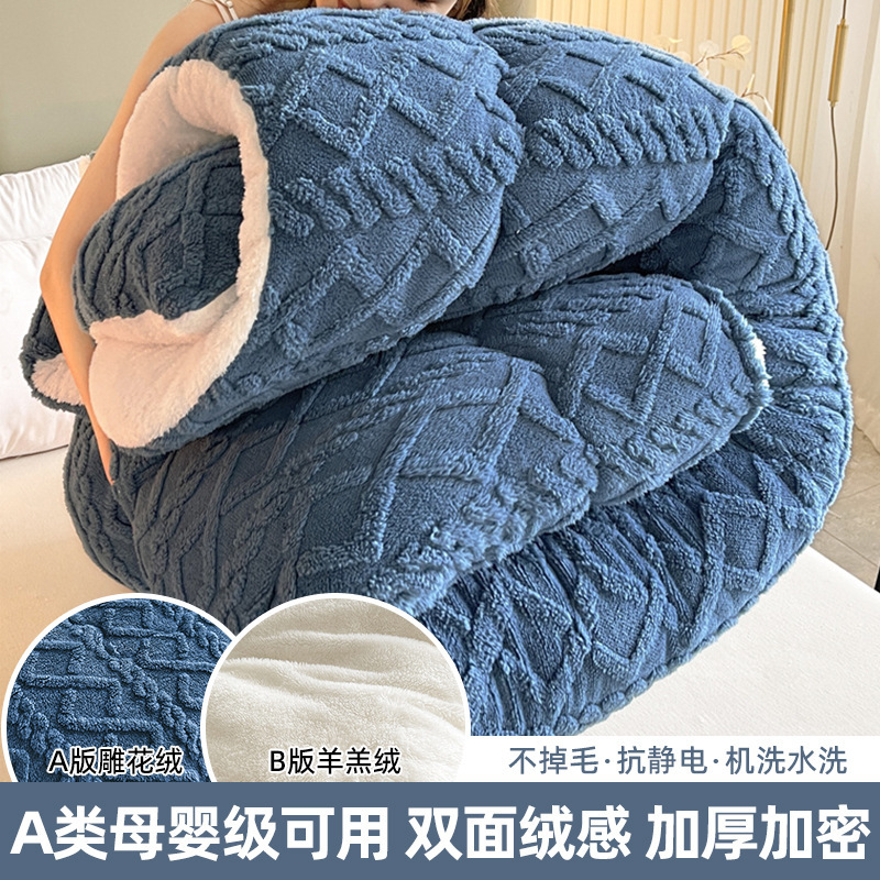 双面绒被加厚保暖塔芙绒冬被羊羔绒被子单双人学生宿舍牛奶绒被芯|undefined