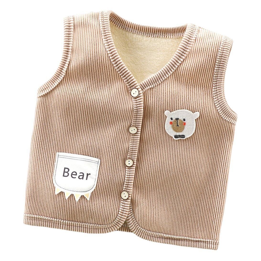 Children's Vest Autumn and Winter Fleece-Lined Thickened Warm Vest for Small and Medium-Sized Children, Infants and Toddlers, Outerwear Cardigan, Baby Warm Vest