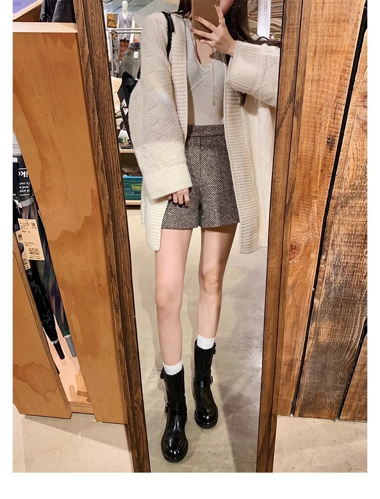 Modisches Schnallendesign, runde Zehenpartie aus Pferdeleder, kleiner dicker Absatz, hohe Absätze_voghion.com