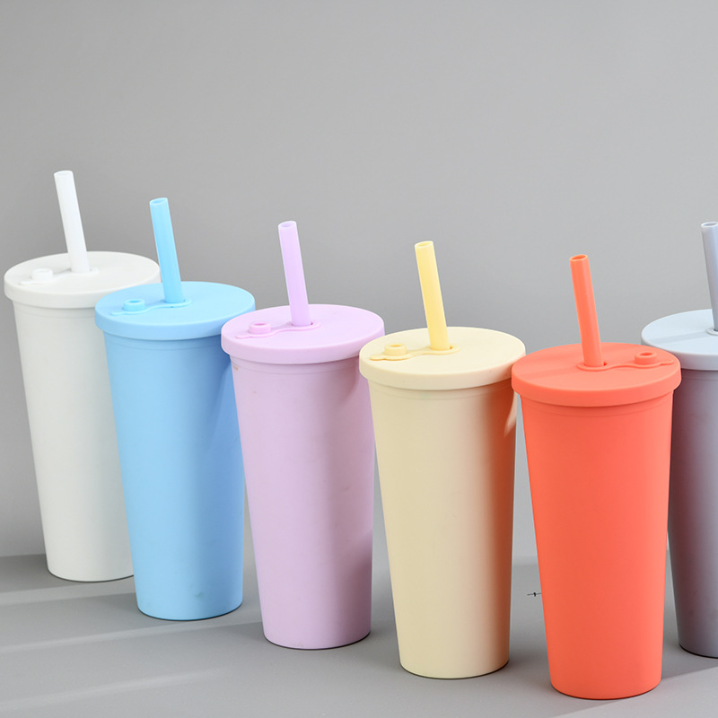 Double-layer Plastic Big Hole Straw Cup With Milk Tea Cup Water Cup display picture 4