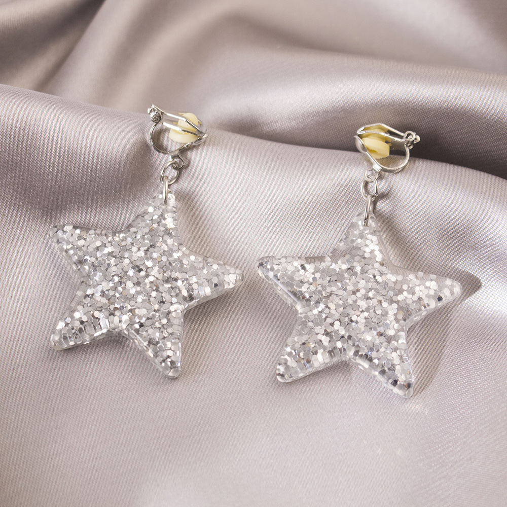 Pendientes de estrella de diamantes de moda de lujo ligero, sin orejas perforadas, pendientes de nicho europeos y americanos de alta gama, pendientes de estrella de cinco puntas individuales para mujer