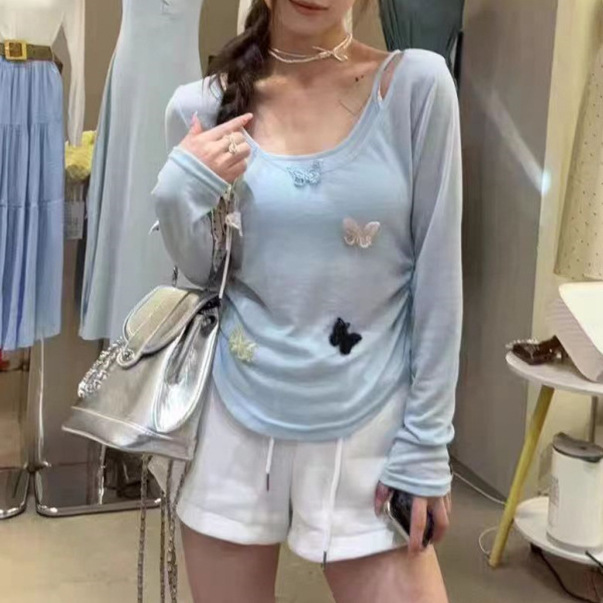 Hot Girl Pure Desire Style Thin Long-Sleeve T-Shirt for Women 2026 Summer Slim Fit Irregular Sun Protection Cover-Up Top