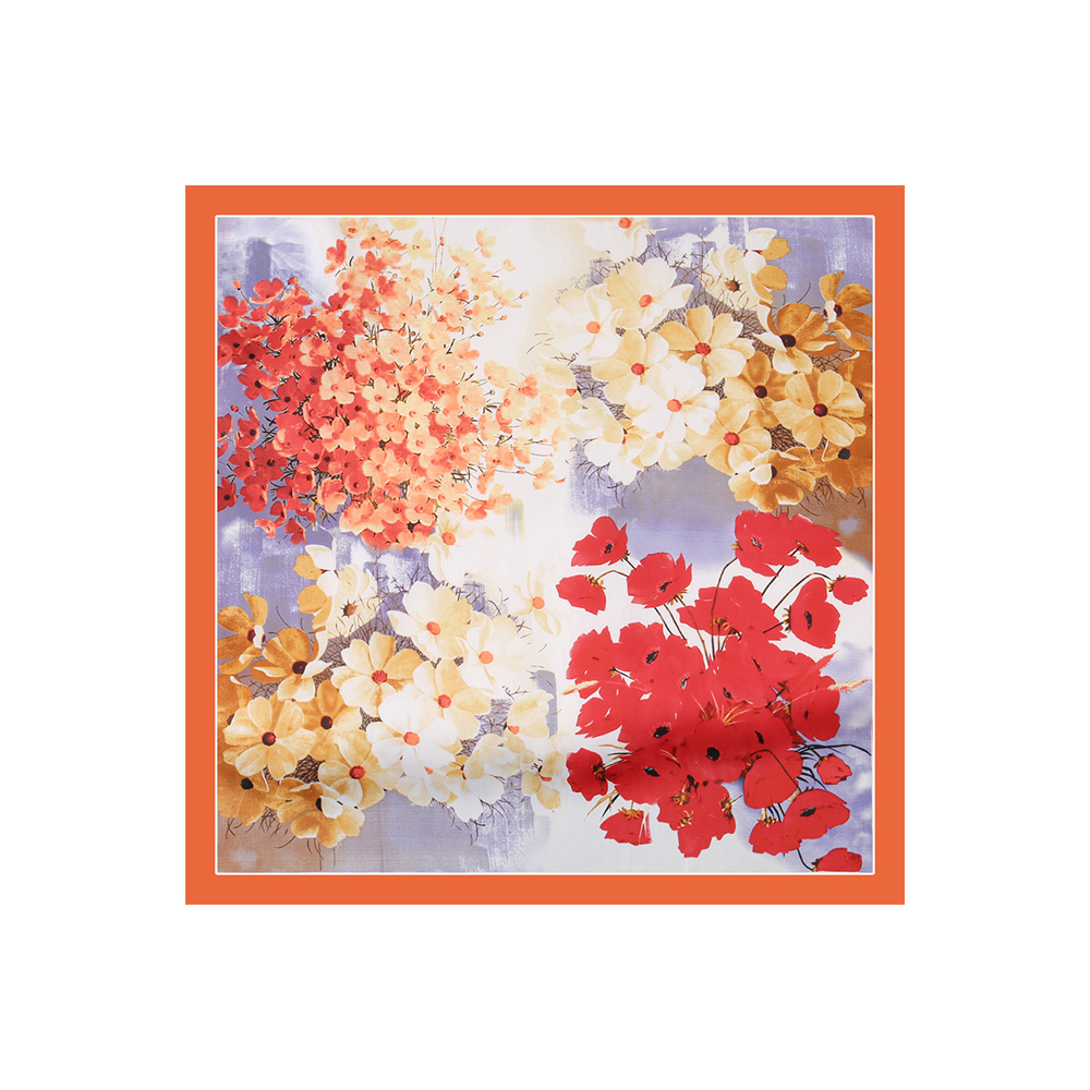 Pañuelo de seda de imitación fresco pequeño japonés 70, viaje de flores de principios de primavera, temperamento de vacaciones, bufanda de seda perezosa francesa, cuello