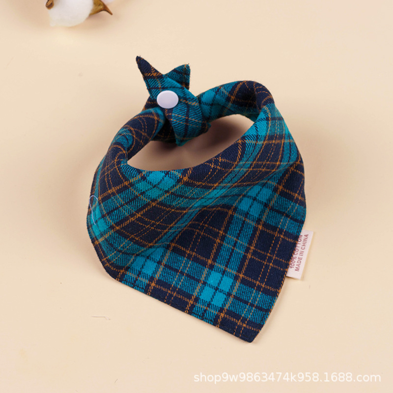 Bebé de algodón bebé babero triángulo BiB Snap de doble capa babero recién nacido niños bufanda a cuadros cuatro estaciones