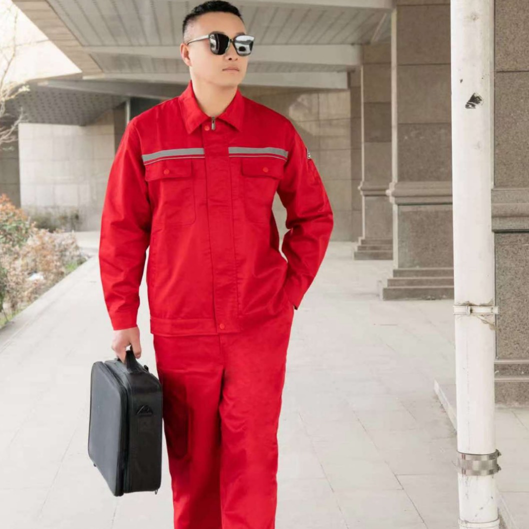 春秋款工作服套装加油站耐磨汽修服工地车间反光条劳保防静电阻燃