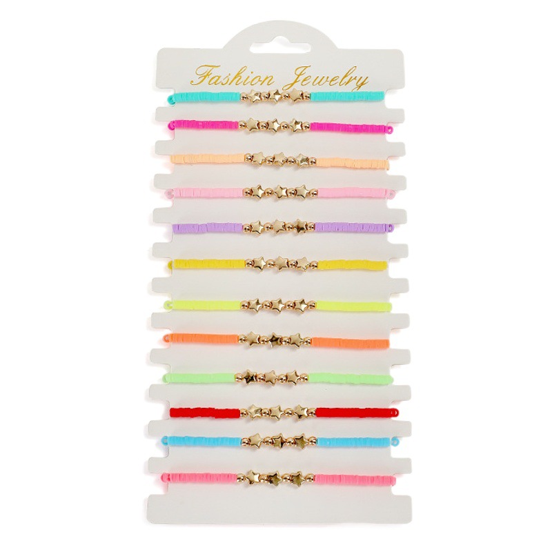 Amazon wish Bohemian soft clay beach bracelet stretch rope adjustable five-pointed star bracelet