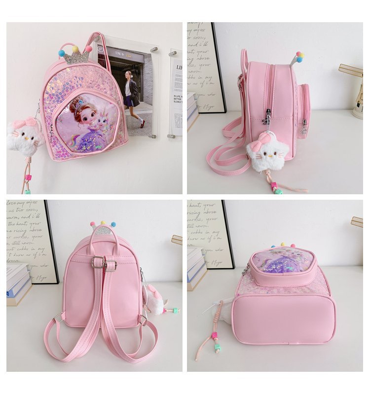 新儿童双肩包卡通亮片女孩背包幼儿园女孩可爱时尚洋气小公主书包