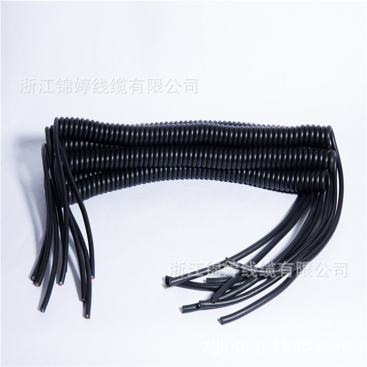 厂家直销VDE认证pvc弹簧线黑色电源线  TPU芯弹簧线