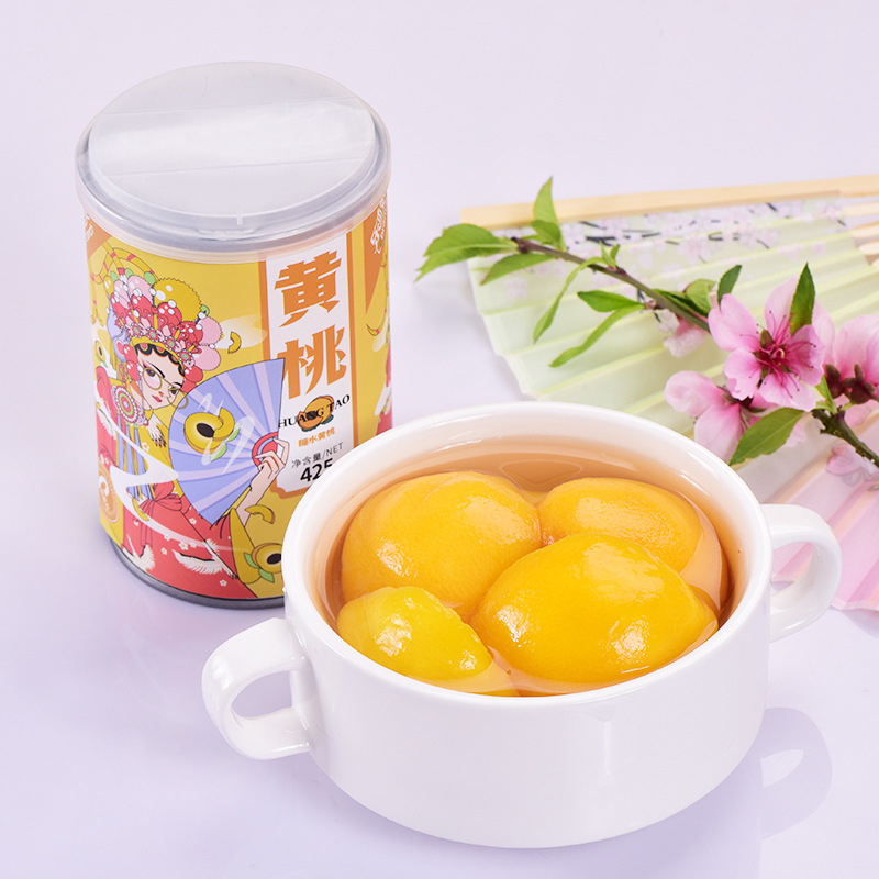 엄선된 노란 복숭아 6캔, 신선하고 상큼한 6캔, 크고 두꺼운 고기