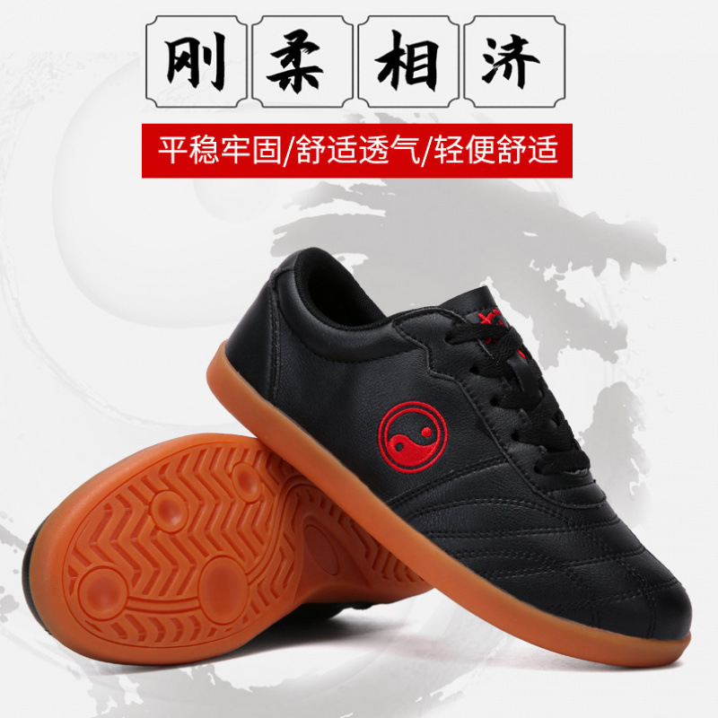 Fábrica de zapatos de Fujian al por mayor zapatos de Tai Chi de tendón de buey para hombres y mujeres con piel gruesa antideslizante zapatos de artes marciales de Tai Chi