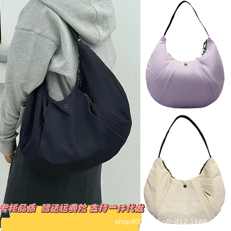 2025 New Lulu Croissant Bag Pleated Waterproof Nylon Yoga Bag Fitness Lightweight Large Capacity Dumpling Bag 2025 New Lulu Croissant Bag Pleated Waterproof Nylon Yoga Bag Fitness Lightweight Large Capacity Dumpling Bag