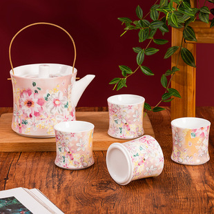 Underglaze color teapot ceramic teacup gift high-end large set of tea set suit business gift