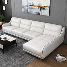 沙发 北欧现代简约头层牛皮小户型客厅3米四人转角皮组合一件代发