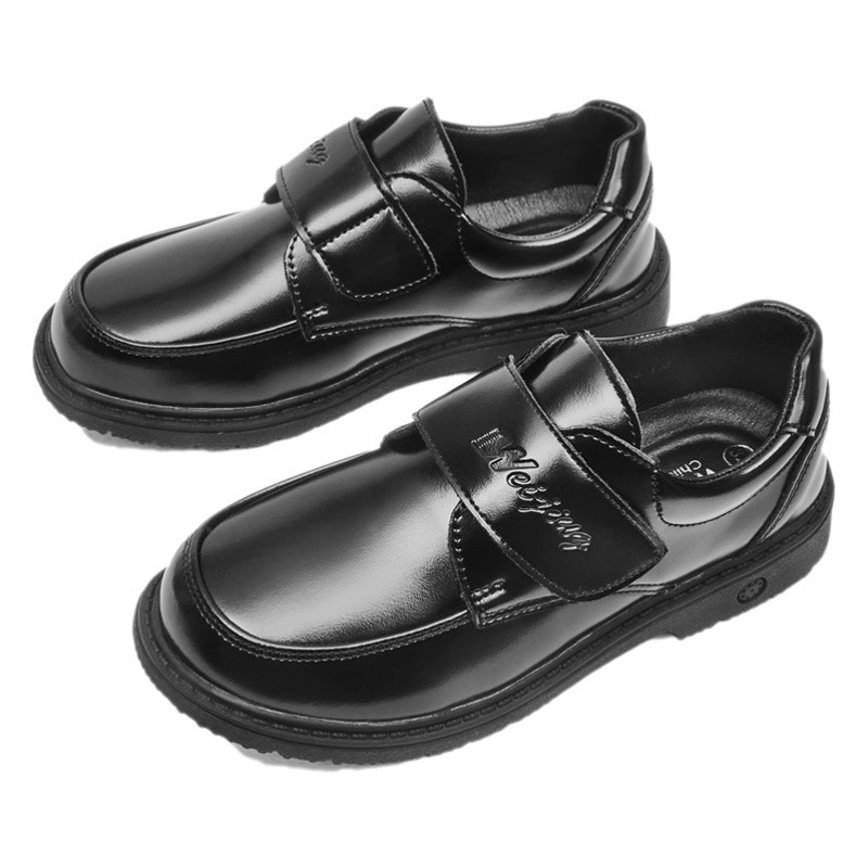 Кожаные туфли для мальчиков, черные, весна-осень 2021, новые студенческие туфли для выступлений, британский стиль, мягкая подошва, детские выступления для маленьких мальчиков
