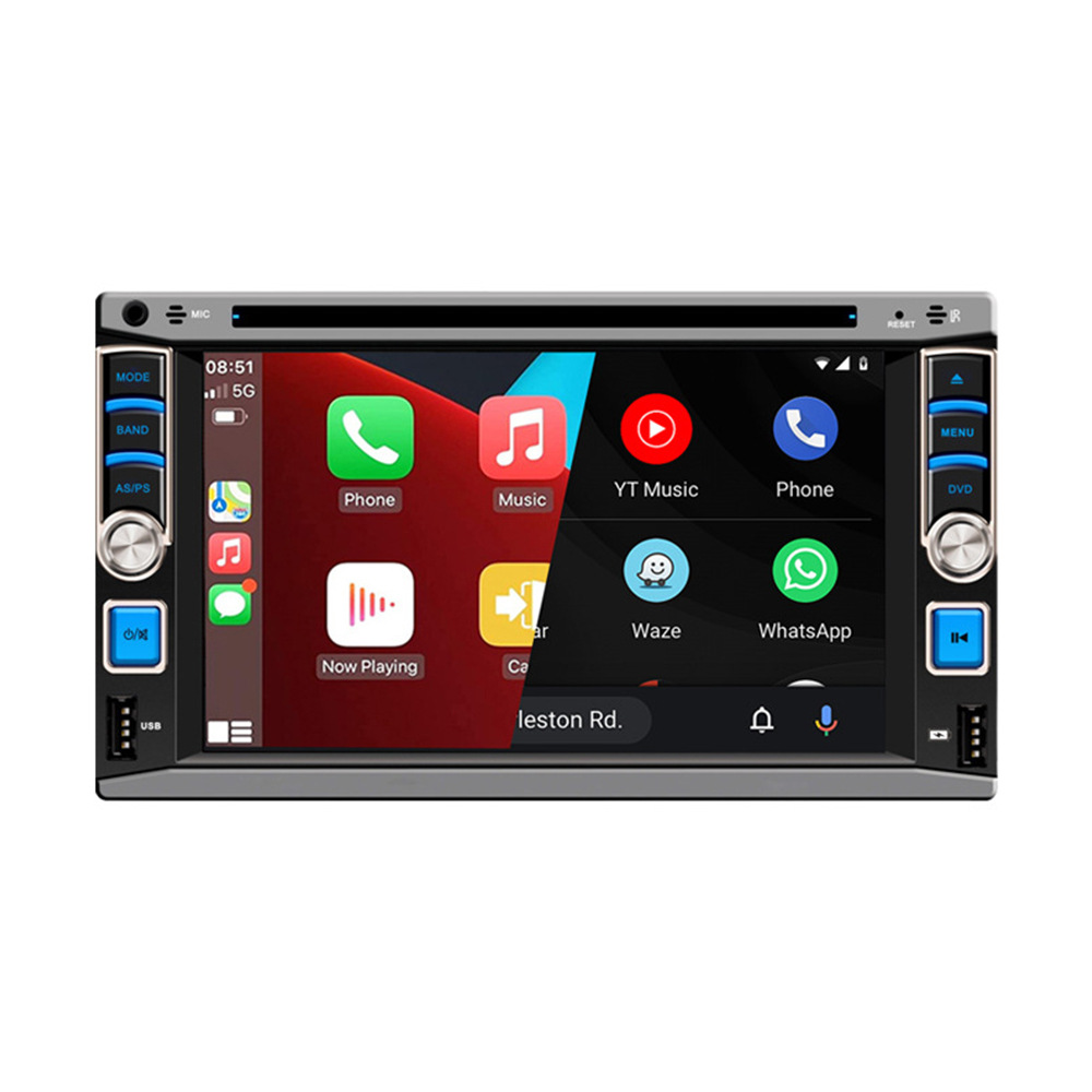 6.2inch Car Dvd Cd Dual-Master Player Wired Carplay Mobile Phone Screen Projection Bluetooth Fm Radio 12V