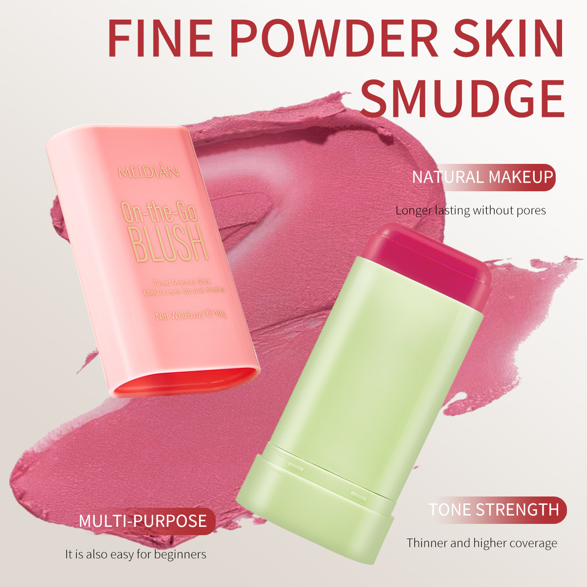 [Comercio exterior exclusivo] Punto encantador Blush stick maquillaje desnudo natural reparación brillo y halagador Rouge Blush al por mayor 19G