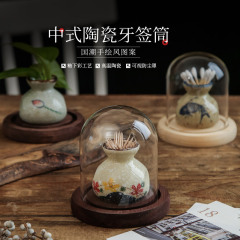 新中国式国潮楊枝箱家庭用個性軽豪華陶磁器楊枝筒創意ホテル飲食業務用綿棒缶