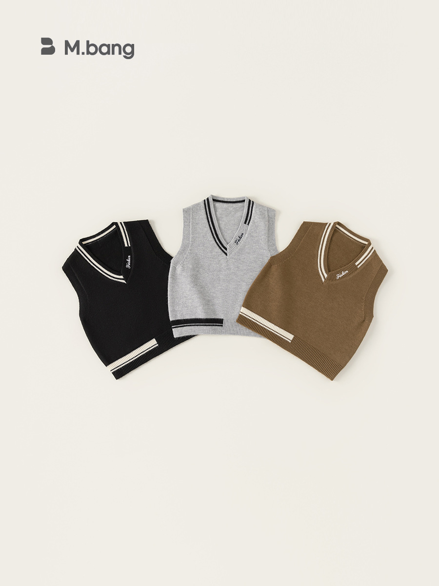 Youbao ropa para niños suéter para niños chaleco de invierno nuevo chaleco para niños pequeños y medianos estilo de otoño e invierno chaleco de punto con cuello en V todo fósforo