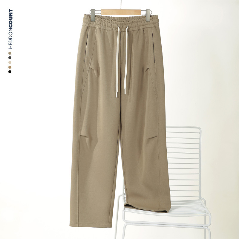 Men's Clothing men's casual pants men's 2024 autumn new black loose wide leg straight pants versatile slim trousers men_voghion.com