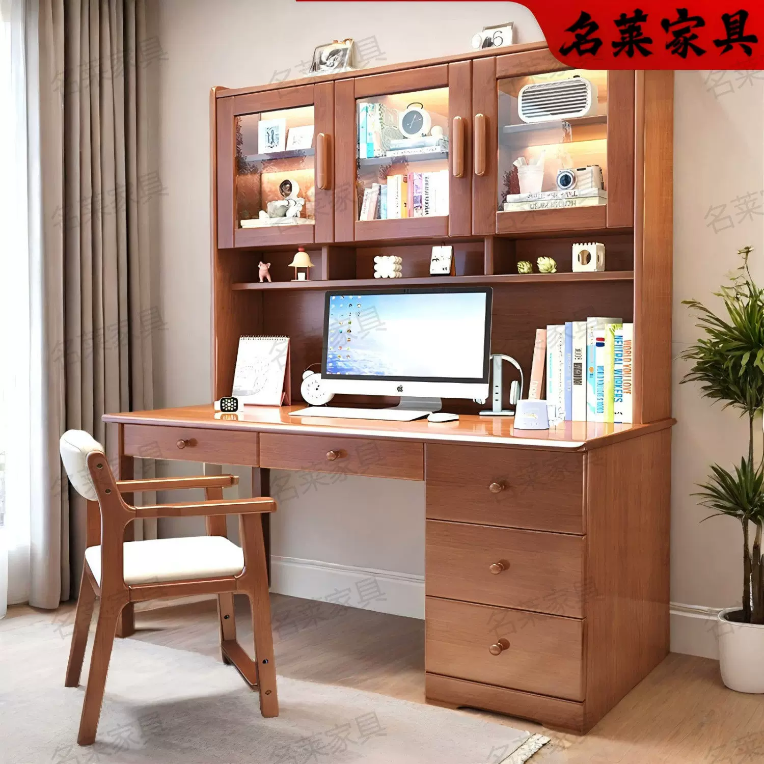 一体设计现代家用电脑桌卧室学习从此更高效现代家用电脑桌卧室