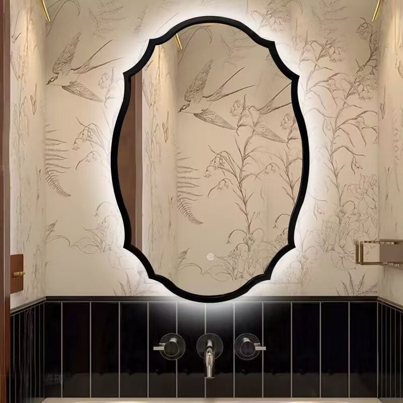 Smart Bathroom Mirror, Retro-Style Black Antique Wall-Mounted Mirror, Decorative Internet-Famous Octagonal Magic Mirror, Beauty Salon French Style Smart Bathroom Mirror, Retro-Style Black Antique Wall-Mounted Mirror, Decorative Internet-Famous Octagonal Magic Mirror, Beauty Salon French Style