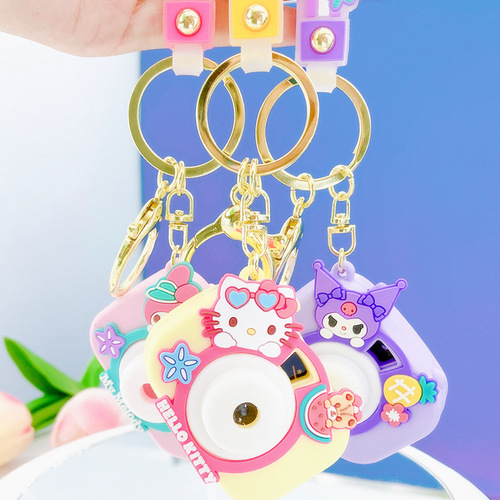 Genuine Sanrio simulation projection camera keychain children's toys Melody cinnamon dog girls school bag pendant