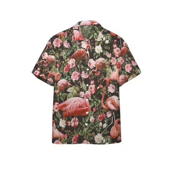 Men's Hawaiian Shirt Flamingo Summer Casual Short Sleeve Y2k High-Quality Oversized Streetwear Harajuku