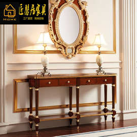 亚历山大玄关桌英式古堡别墅大宅沙发背几新古典铜件玄关台家具