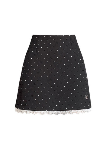 Large size fat mm high waist slimming skirt women's new summer a-line bag hip skirt lace polka dot lace skirt